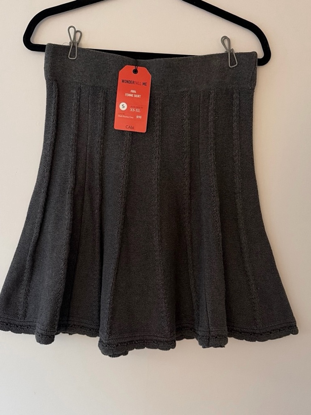 CAbi Dark Gray Knit Skater Skirt